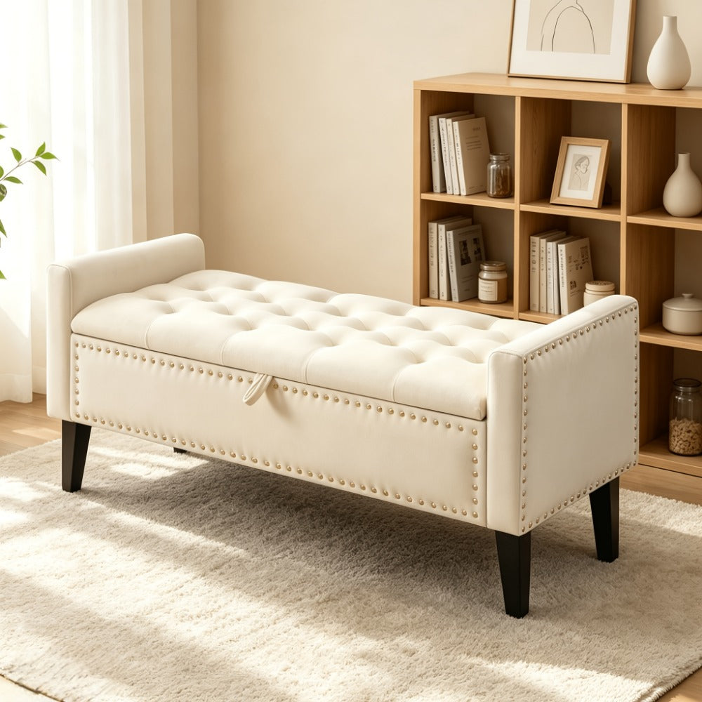 46.9-Inch Upholstered Storage Ottoman with Hidden Storage for Living Room detail image - detail view 6
