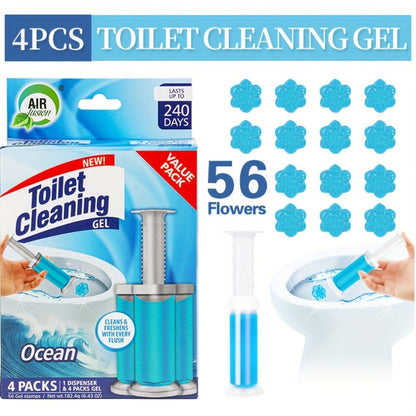 Toilet Cleaning Gel Stamp with Dispenser, Toilet Bowl Freshener & Cleaner Gel Stamps Scale & Toilet Ring