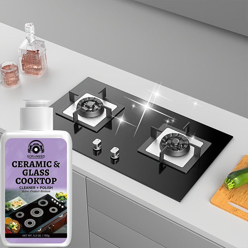Ceramic Stovetop Cleaner Cream, Glass Stove Top Cleaning Paste, Removes Burnt-On Grease & Stains