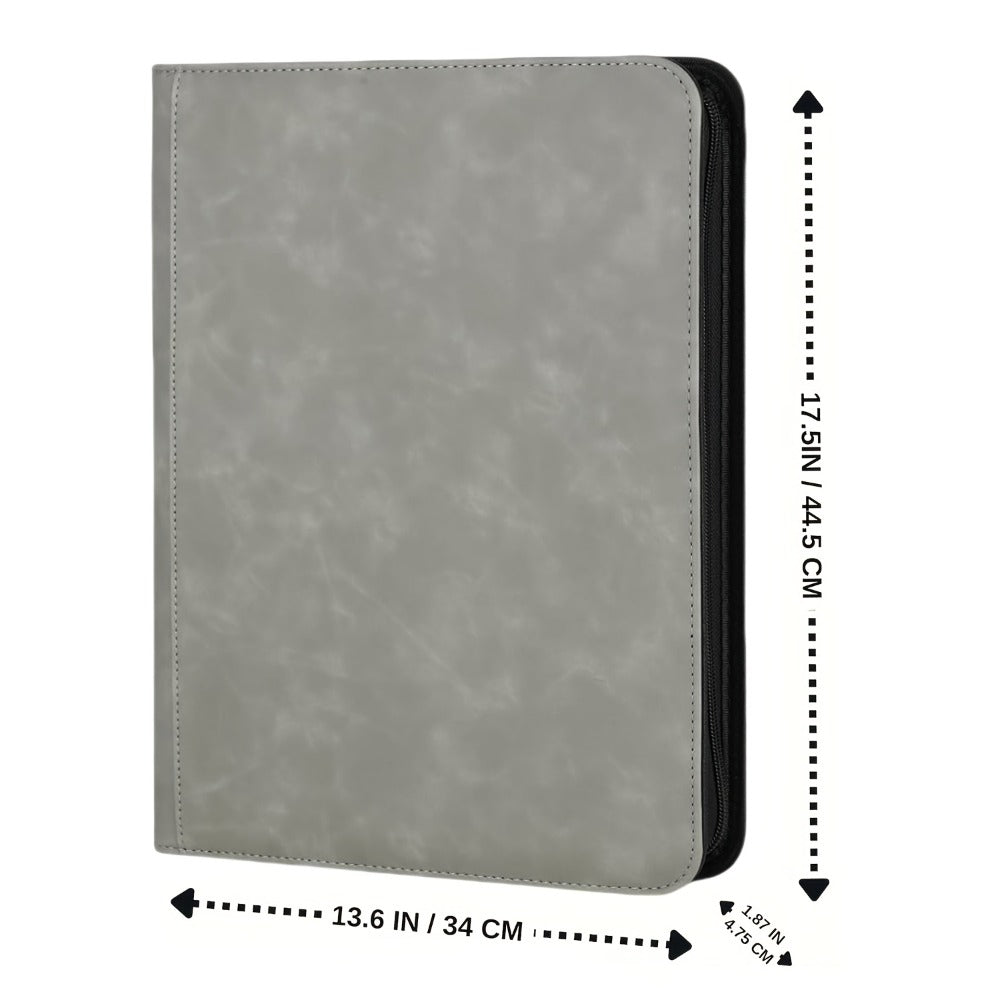 Trading Card Binder Ringless 16 Pocket – Double-Sided Side-Loading Zipper Card Album for Pokemon MTG TCG Sports Cards K-pop Photocards Large