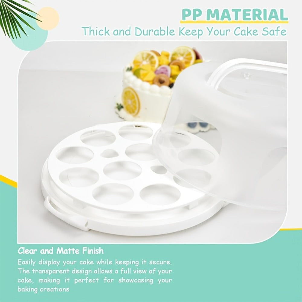 10-Inch Cake Carrier with Lid Plastic Cake Storage Container Cupcake Keeper 2 Handles for Entryways, Bedrooms and Living Spaces