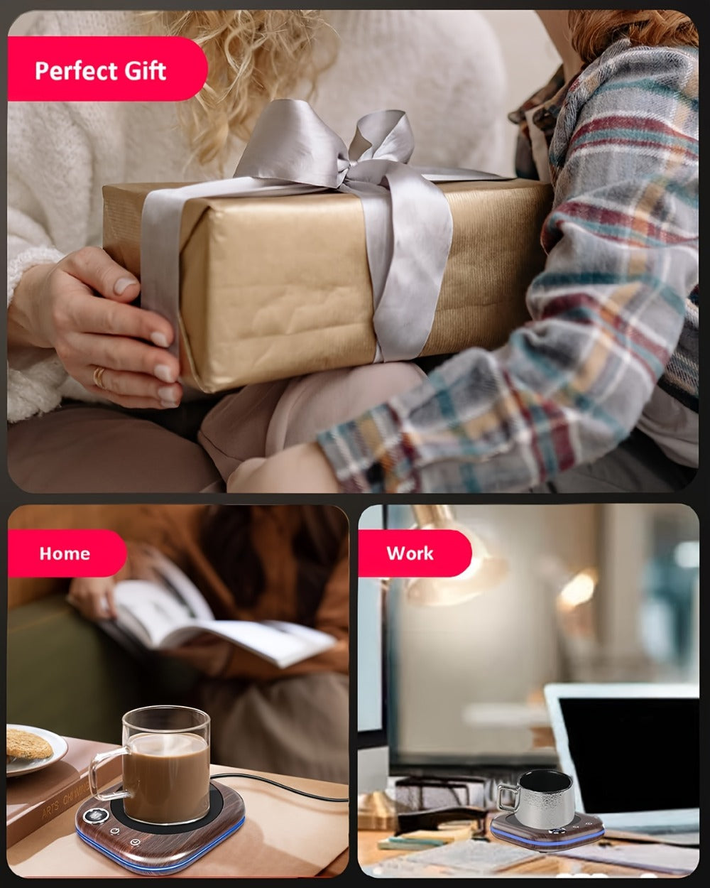 Smart Electric Coffee Mug Warmer 40W, Desktop Coffee Cup Thermos with Temperature Display, 3 Heat Settings