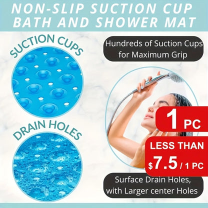 Non-Slip Bath Mat with Suction Cups Machine Washable Quick-Dry Shower Mat with Drain Holes Bathtub Mat for Bathroom Tub Safety Comfort Wet