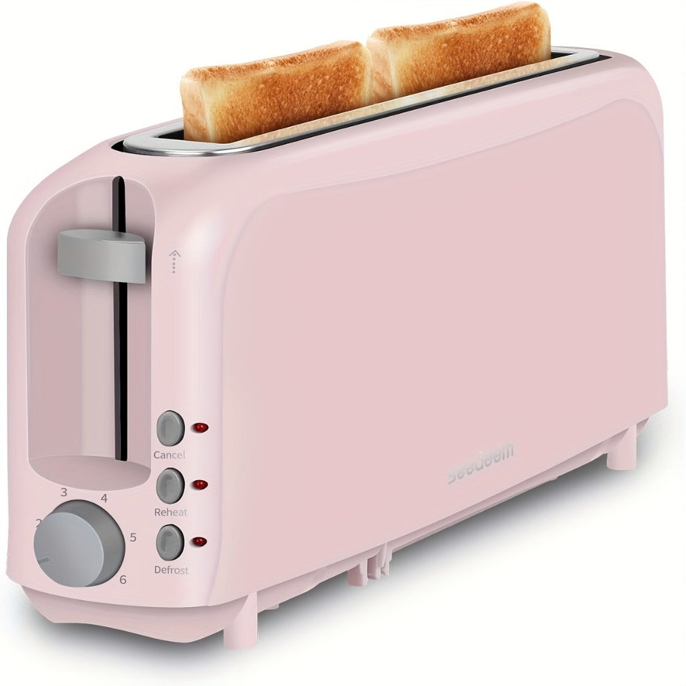 2-Slice Toaster Slim Ultra-Thin Design, 6 Browning Settings, 10" Long Slot, Reheat & Defrost Functions