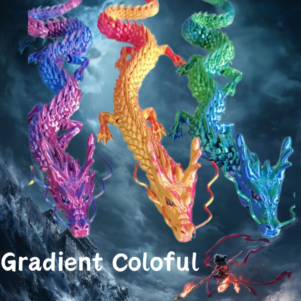 3D Printed Articulated Dragon Figurine 35.4" Giant Poseable Chinese Dragon Collectible Sculpture