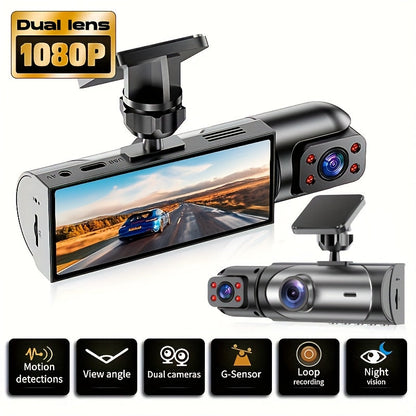 Dual Lens Dash Cam Front and Inside 1080P – Infrared Night Vision, Loop Recording, 3.16" IPS Screen, Wide Angle