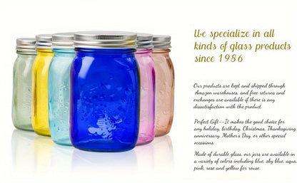Mason Jars 8oz 12-Pack Colored Airtight Canning Jars with Metal Lids Regular Mouth for Jam for Entryways, Bedrooms and Living Spaces