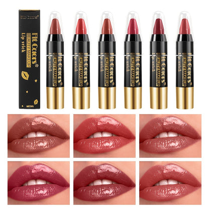 Squalane Crayon Lipstick Set 6 Pcs, Matte & Glossy Lip Pencil with Volumizing Formula, Easy Color Lip Liner for All Skin Types