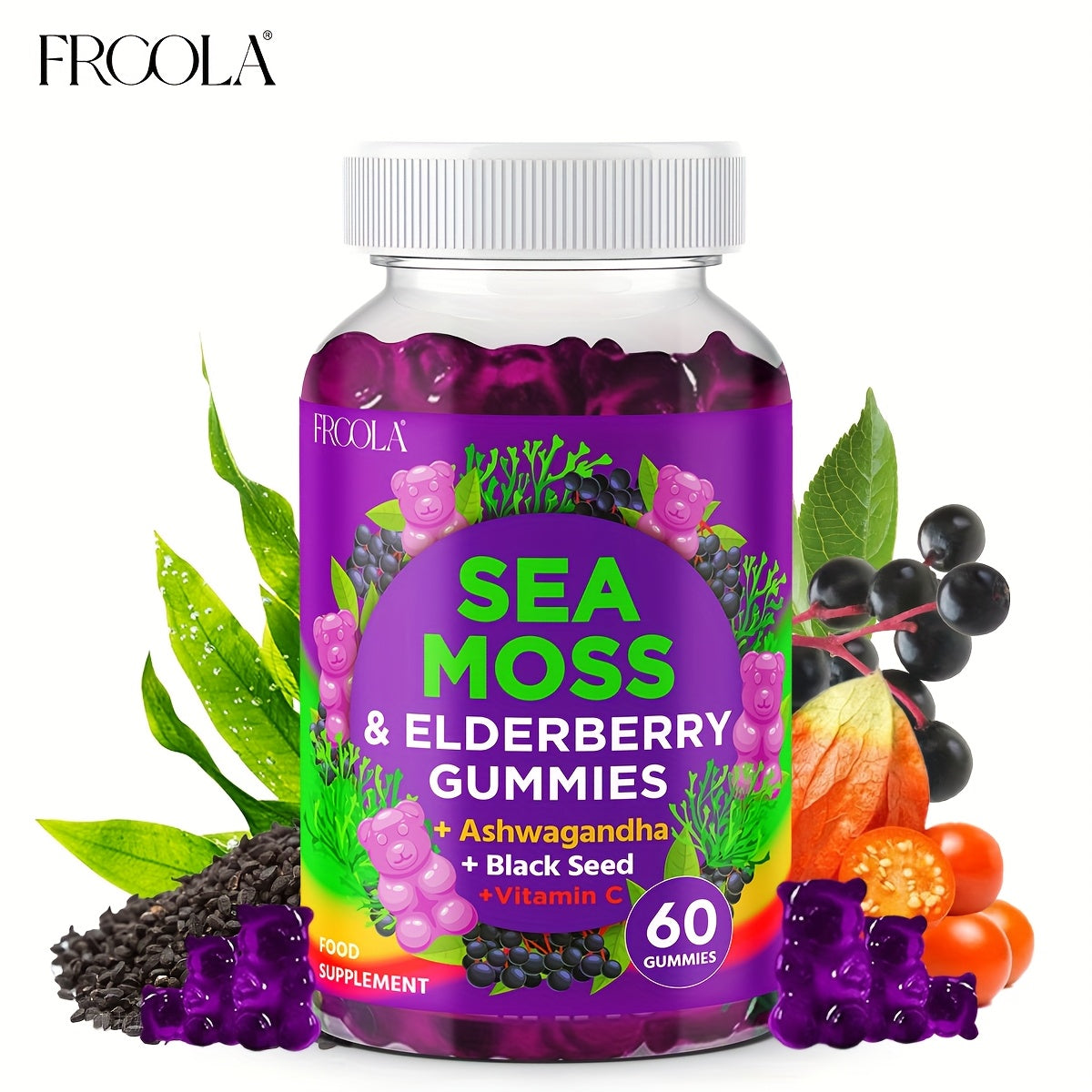9-in-1 Sea Moss Gummies with Shilajit, Elderberry, Ginger, Turmeric, Ashwagandha & Black Seed Oil