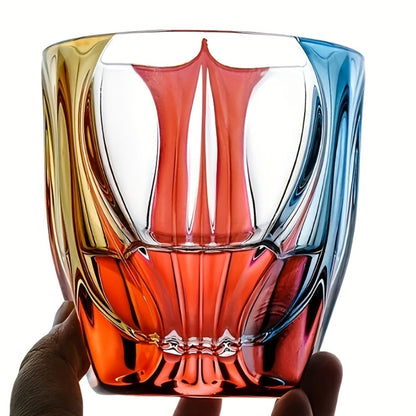 Hand-Painted Crystal Wine Glass 150ml – Czech Crystal Three-Color Luxury Short Cup for Red Wine & Whiskey – Artistic Decorative Glassware