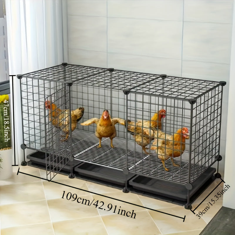 Small Animal Playpen & Pet Cage with Removable Tray, Indoor Outdoor Enclosure for Rabbits, Chickens