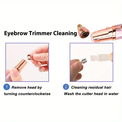 Electric Eyebrow Trimmer for Women 2 Pack, USB Rechargeable Painless Precision Eyebrow Razor Pen, Portable Hair Remover for Face Lip Leg