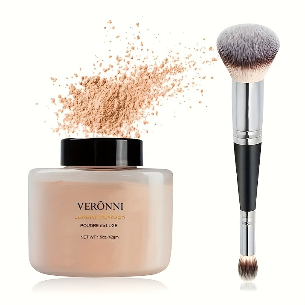 BB Cream Setting Powder Set 2 Pcs with Tools Concealer Oil Free Matte Face Makeup for Women, for Makeup, Travel and Everyday Vanity Use