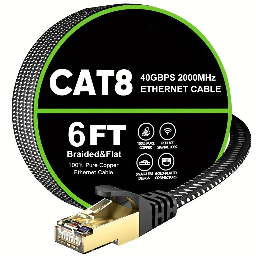 Cat 8 Ethernet Cable 100ft Flat Braided, 40Gbps 2000MHz High Speed Internet Cord for an Everyday Personal Care Routine