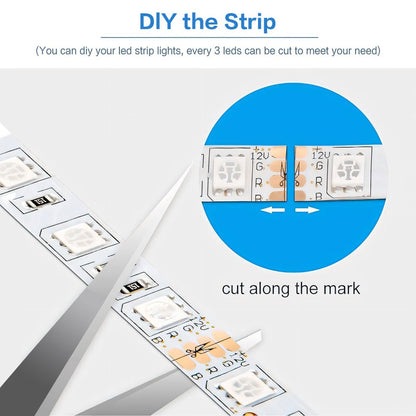 Color Changing LED Strip Lights RGB Music Sync App Remote Control 16 Million Colors Dimmable Timer DIY Smart Light Strip for Bedroom Living