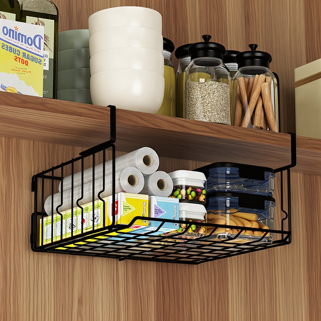 Wall Mount Foldable Storage Basket – Metal Organizer, Collapsible Space Saving for Kitchen Cabinet