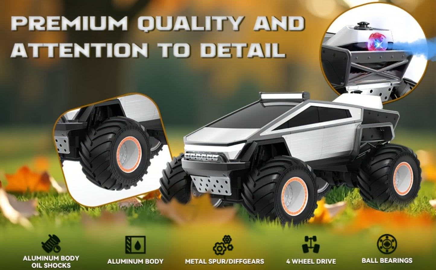 1:12 Scale RC Monster Truck 4WD, Remote Control Cybertruck & Pickup Truck with LED Lights & Sound Effects