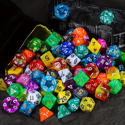 Polyhedral Dice Set 105 Pieces 15 Sets of 7 – D4 D6 D8 D10 D12 D20 in 15 Vibrant Colors with Large Drawstring Bag