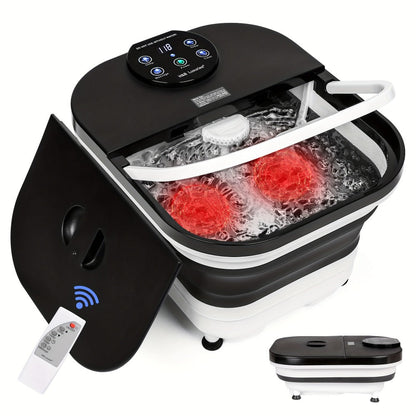 Foldable Foot Spa Bath with 20 Massage Rollers, Touchscreen Temperature Display, Remote Control & Shower