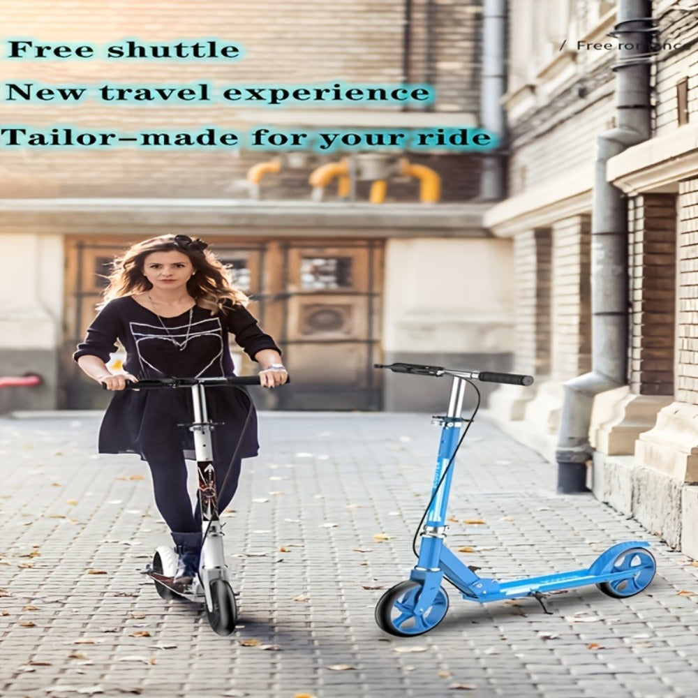 Foldable Commuter Scooter for Adults and Teens, 4-Gear Adjustable Height Double Brake 2-Wheel Kick Scooter