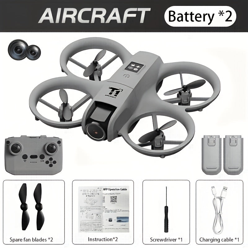 Mini 4K FPV Drone 180° Rotating Dual Camera Optical Flow Positioning Dual Batteries 360° Flip One-Key Takeoff Anti-Shake