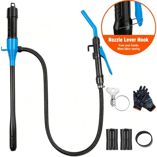 Battery Powered Fuel Transfer Pump 2.4 GPM Portable Gas Transfer Pump with Flow Control Nozzle for Gasoline Oil Diesel 1.3" Straw Corrosion