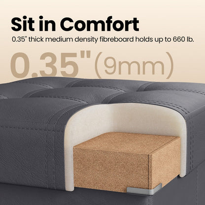 Storage Ottoman with Flip Top Lid, Foldable Faux Leather Chest Stool, 30" Wide Extra Seating & Blanket Storage for Entryway