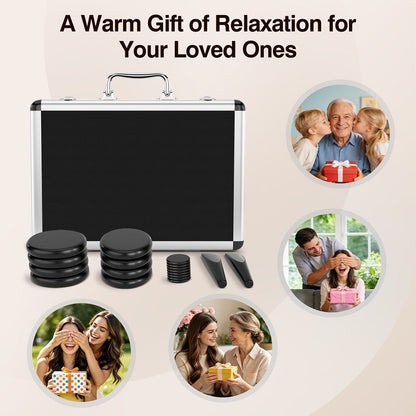 18-Piece Basalt Hot Stone Massage Set with Warmer, 4 Sizes for Full Body Deep Relaxation, Professional