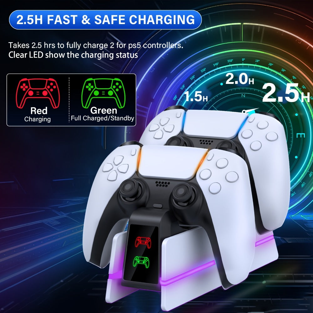 PS5 Controller Charging Station 9-Color LED Light Fast Charging Dock for DualSense & DualSense for an Everyday Personal Care Routine