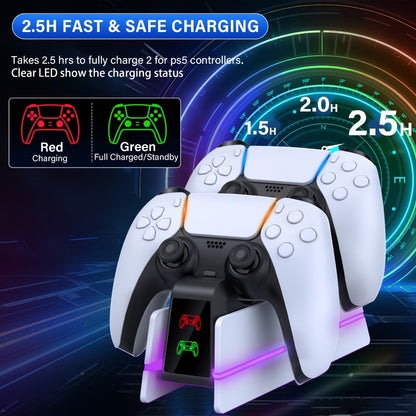 PS5 Controller Charging Station 9-Color LED Light Fast Charging Dock for DualSense & DualSense for an Everyday Personal Care Routine