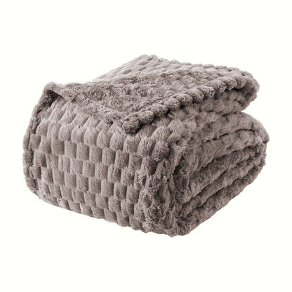 Textured Flannel Blanket in Rhinestone, Wheat-Ear, Checker and Solid Styles with Throw or Queen Options