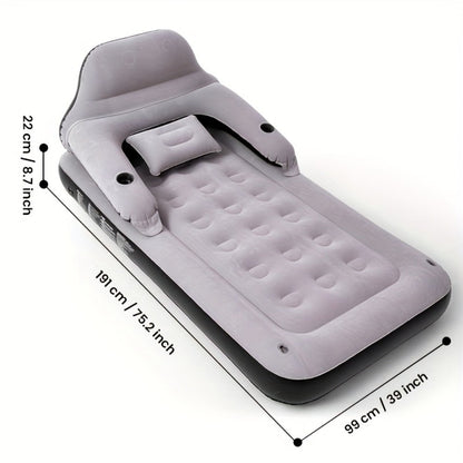 Inflatable Air Mattress with Backrest Pillow & Built-in Pump, Self-Inflating Portable Camping Bed for Outdoor Hiking Travel