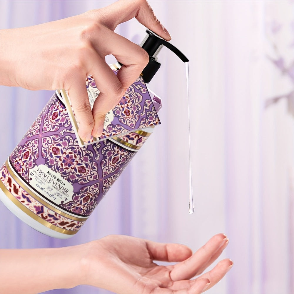 Liquid Hand Soap with Floral Press Bottle, 21.3 fl oz, Scented Hand Wash in Lavender, Grapefruit