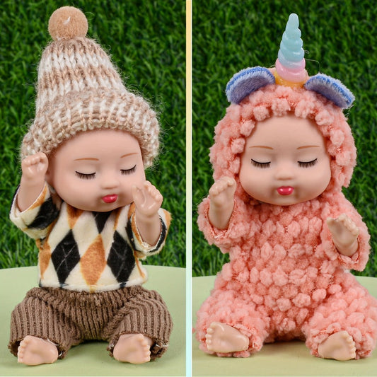 Mini Plush Dolls Set 8 Pack 4 Inch, Stuffed Toy Figures with Colorful Plush Outfits & Hats