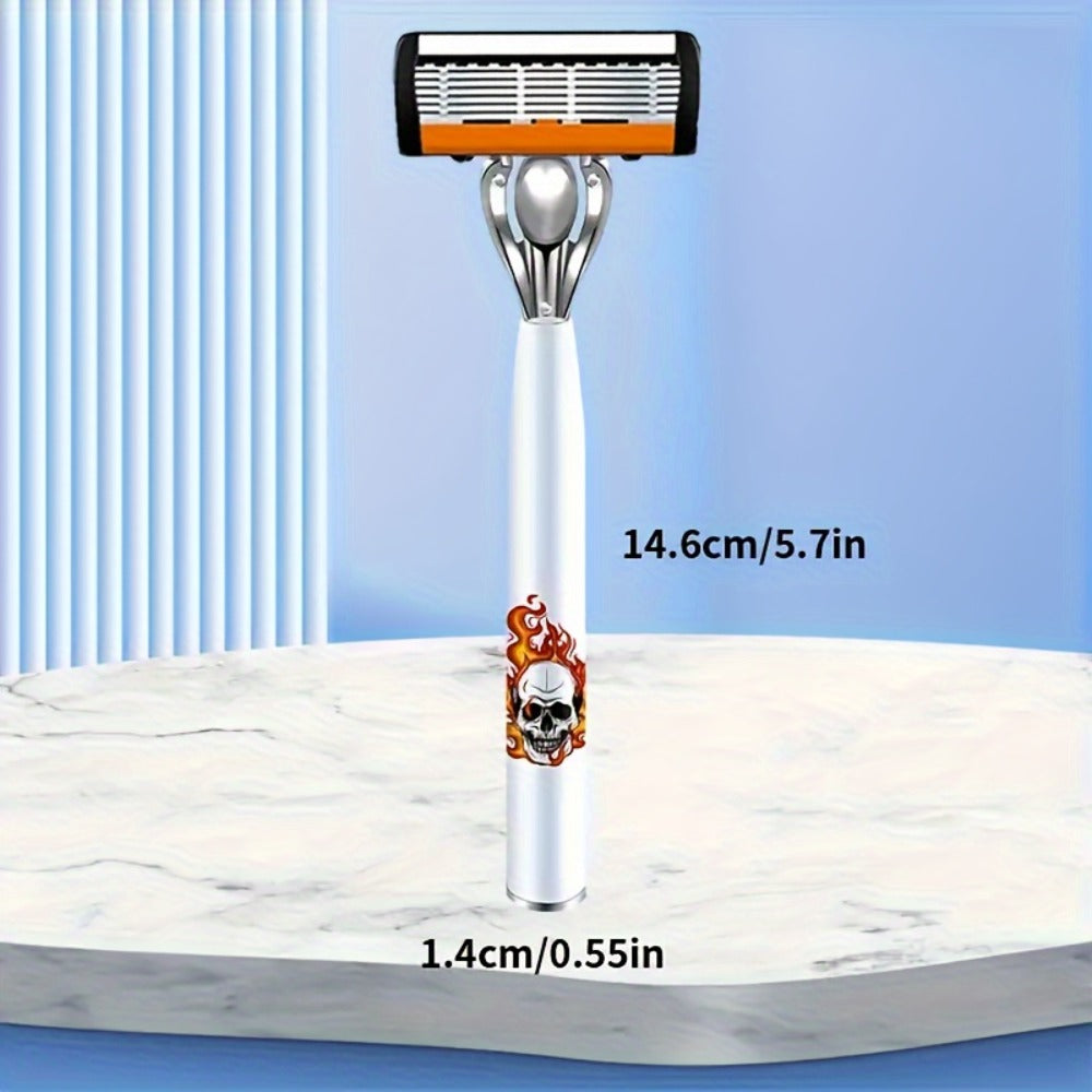 Men's Safety Razor with Replacement Blades - Anti-Slip Stainless Steel Handle Shaver for Beard & Sideburns