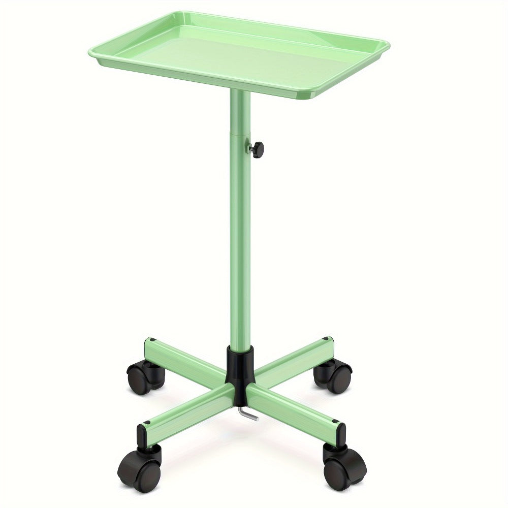 6-Color Premium Aluminum Salon Rolling Tray on Wheels – Adjustable Height Hairdresser Cart, Tattoo Tray, Spa Service Trolley for Nail Tech
