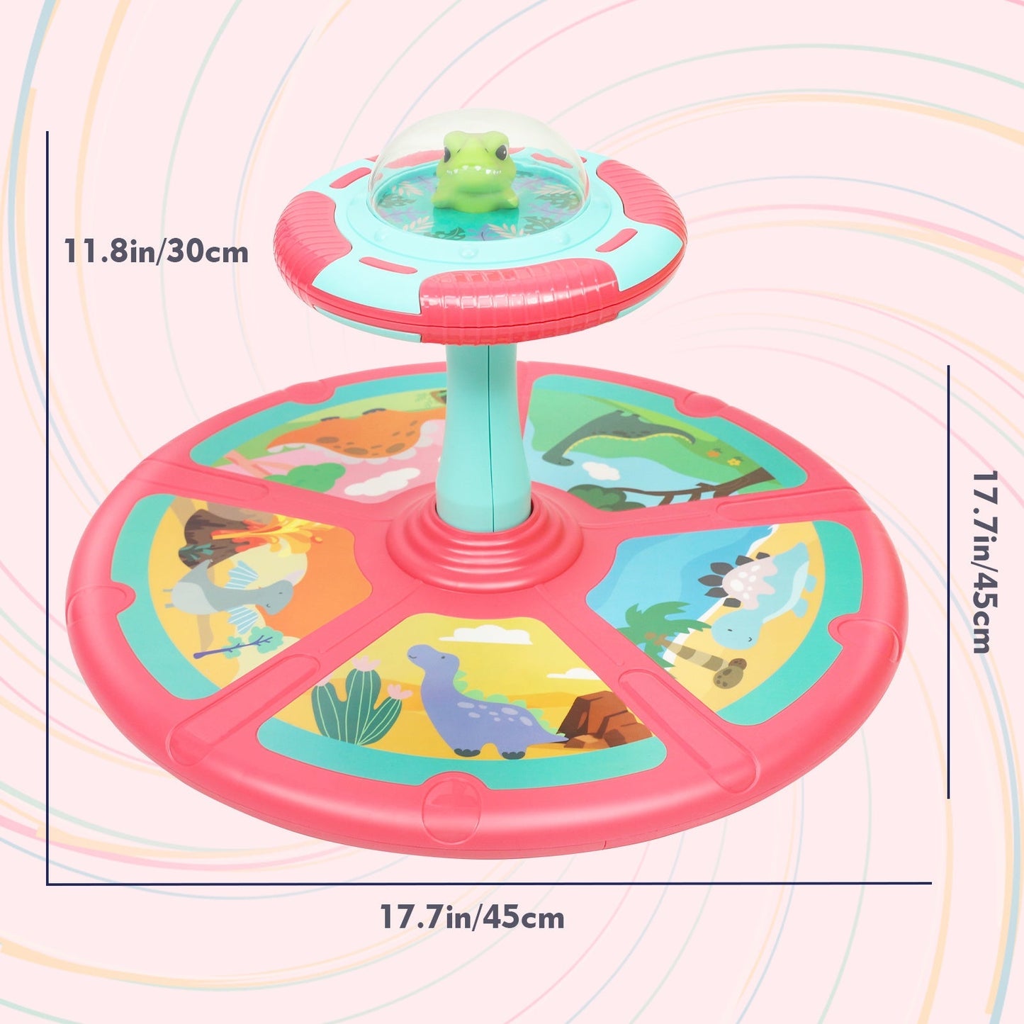 Dinosaur Spin Seat Toy for Toddlers 18 Months+, 360° Sit and Spin with Music, Indoor Interactive Sensory Balance Toy