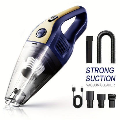 Handheld Cordless Vacuum Cleaner with Powerful Suction – Portable USB Rechargeable Mini Vacuum with Multiple Accessories for Car, Home