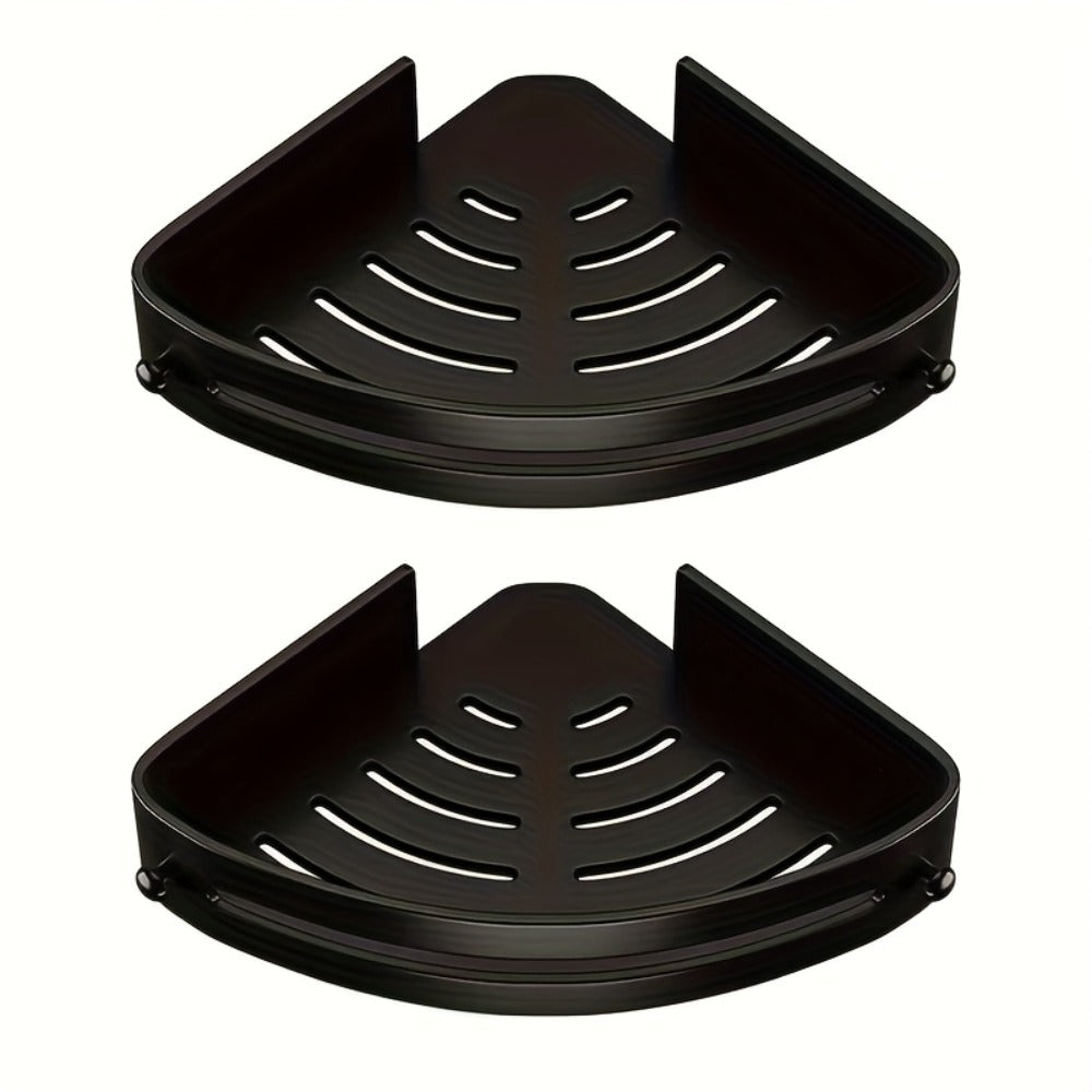 Corner Shower Shelf 2-Layer Nail-Free Bathroom Caddy, No Drill Plastic Shampoo Holder & Organizer for Shower