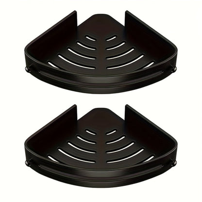 Corner Shower Shelf 2-Layer Nail-Free Bathroom Caddy, No Drill Plastic Shampoo Holder & Organizer for Shower