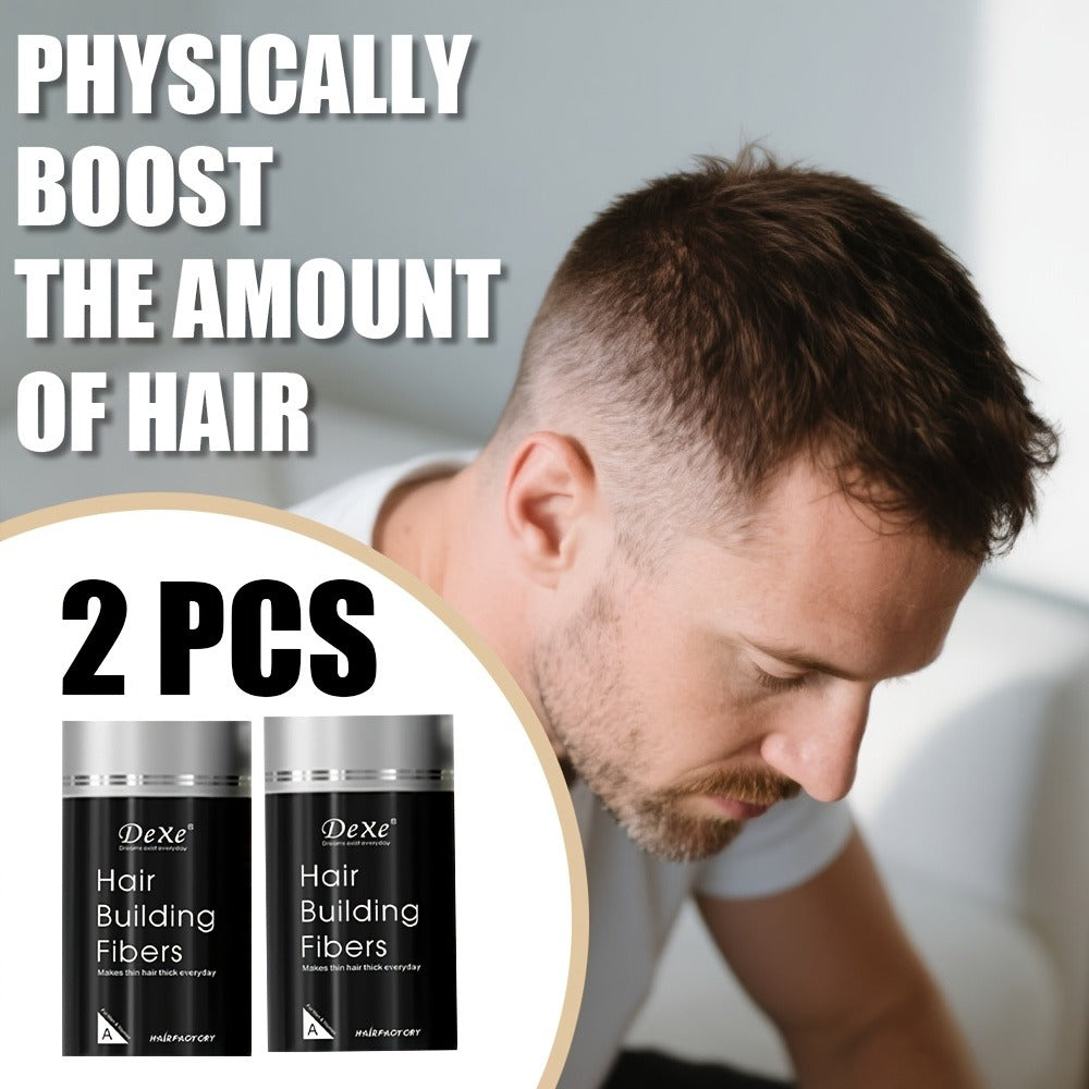 DeXe Hair Fiber Powder 2pcs x 22g, Natural Fine Thickening Fibers for Thinning Hair & Bald Spot Coverage