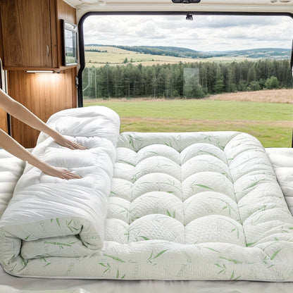 Green Bamboo-Labeled Quilted Mattress Topper with 8–21-Inch Pocket in Twin through California King