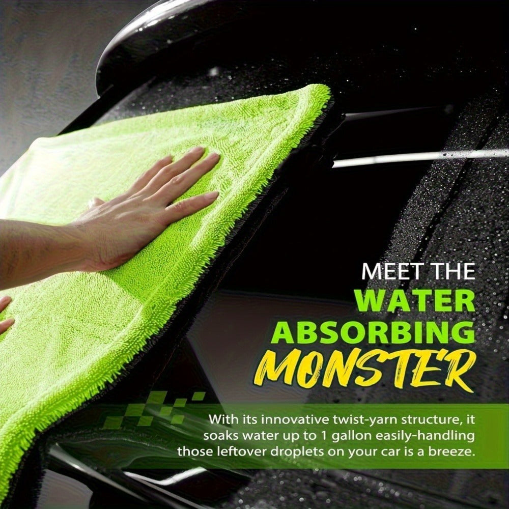 Car Drying Towel in 1400 GSM Microfiber with Two Size Options or Nine-Piece Wash Tool Bundle