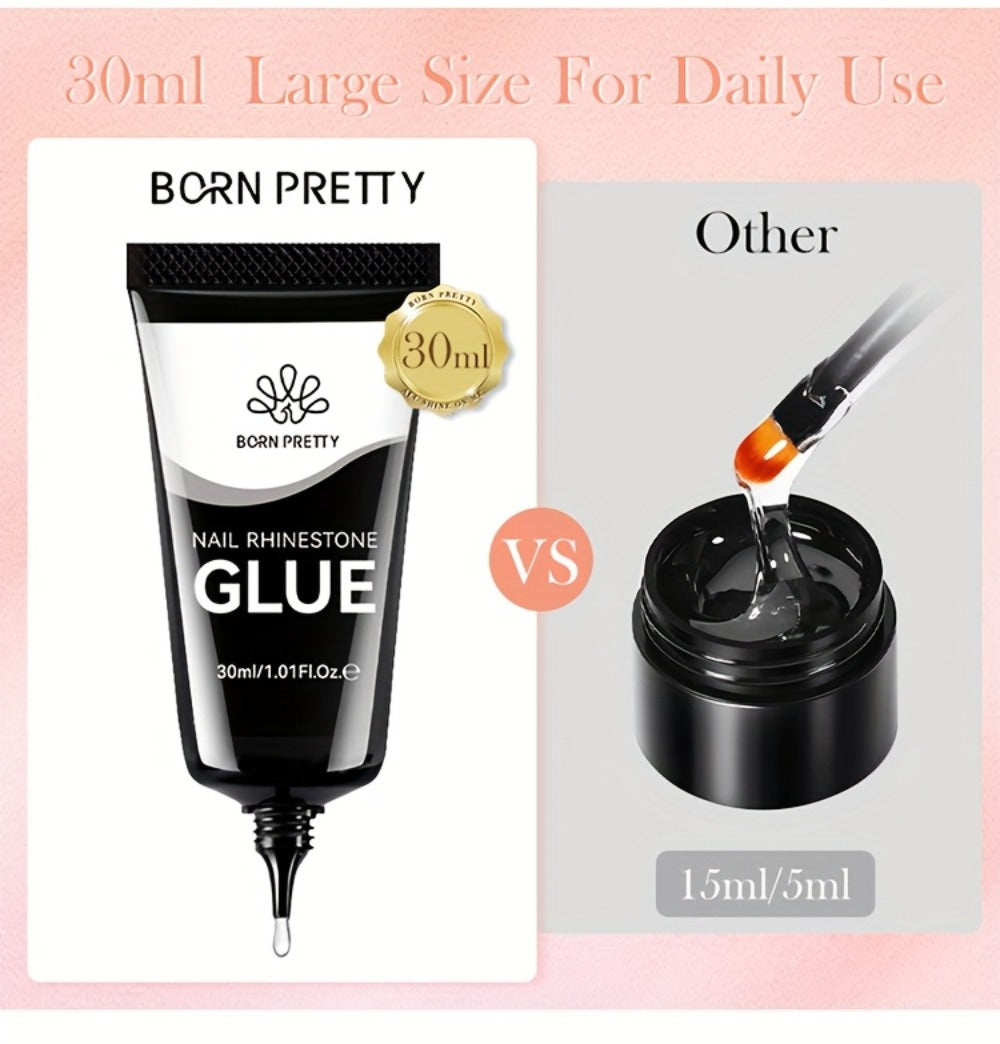 Rhinestone Glue Gel 2pcs Strong Bond 1.01oz Each – Professional Nail Charm Adhesive for 3D Gems, Crystals & Bling Decorations