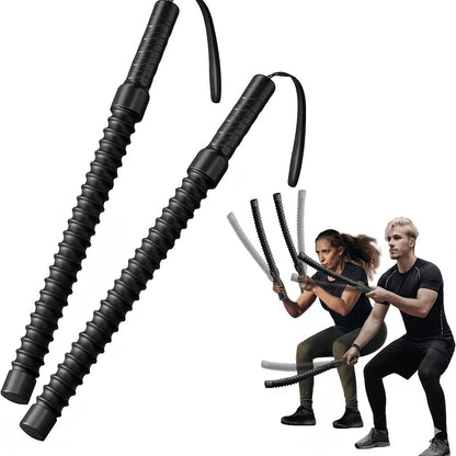 Ropeless Battle Ropes (2pcs) – Portable Cordless Weighted Workout Ropes with Steel Core & Non-Slip Handles for HIIT, Cardio