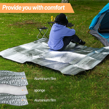 Insulated Camping Mat 2-Pack Aluminum Foil EPE Foam Foldable Moisture-Proof Outdoor Picnic Mat 78x39in – Portable Lightweight All-Season