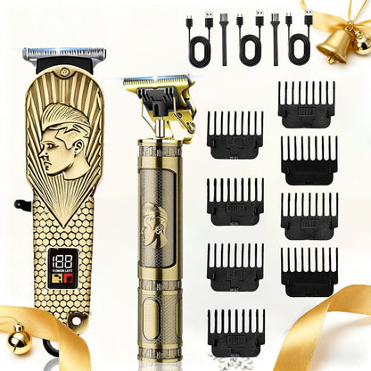 USB Precision Hair Clipper Set for Men, Wireless Electric Clippers & Nose Trimmer Shaver for Everyday Face, Beard and Body Grooming