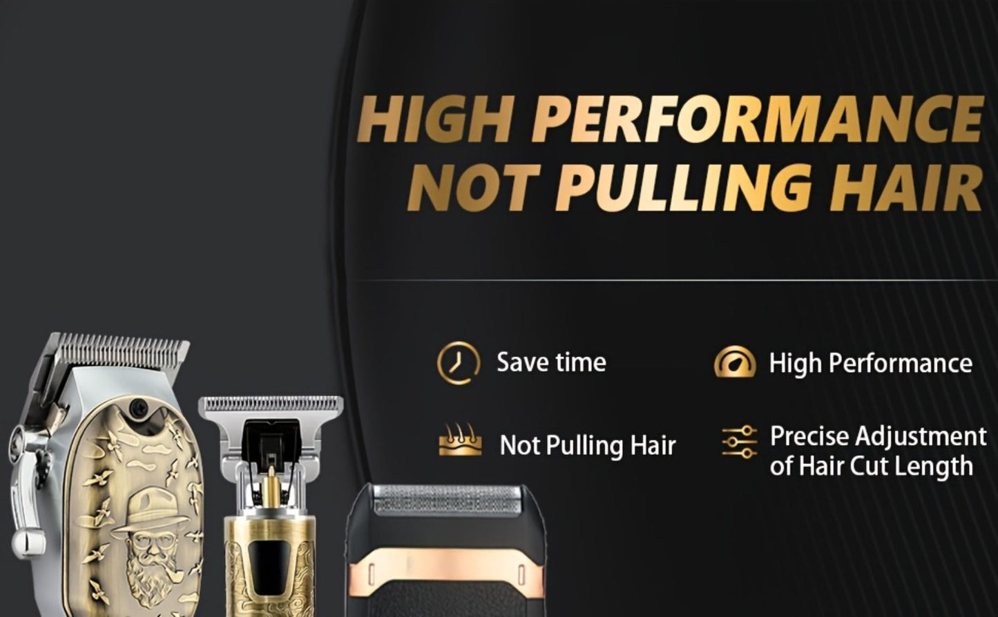 LQT Bronze Hair Clipper Set with Digital Displays, USB Charging and Choice of 2-, 3- or 4-Device Kits