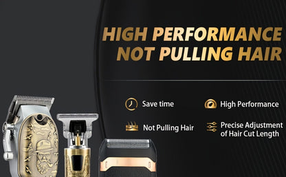LQT Bronze Hair Clipper Set with Digital Displays, USB Charging and Choice of 2-, 3- or 4-Device Kits