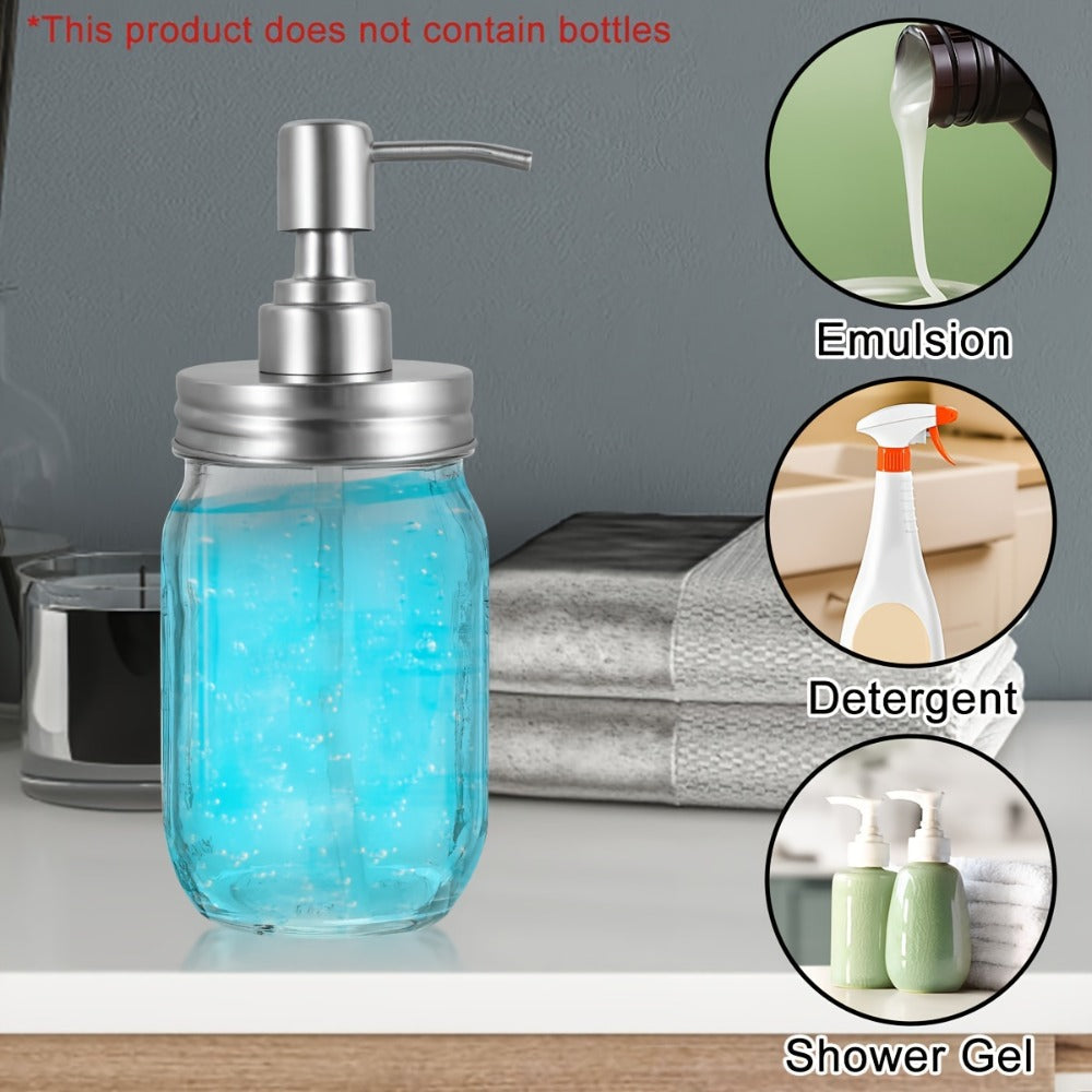 Mason Jar Soap Dispenser Pump Lids 4 Pack – 304 Stainless Steel Regular Mouth Mason Jar Pump Replacement, Leakproof Gasket